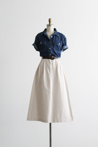 almond cotton midi skirt