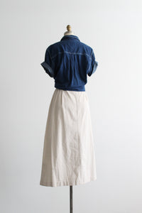 almond cotton midi skirt