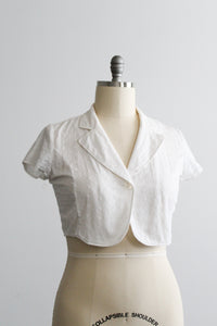 eyelet cropped button up