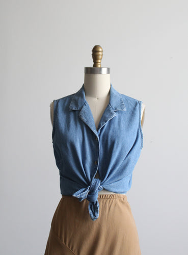 sleeveless denim blouse (s)