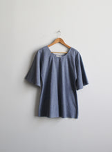 bell sleeve chambray blouse