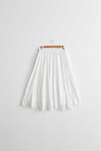 white cutwork skirt