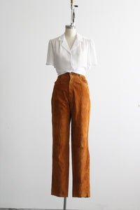tobacco suede trousers