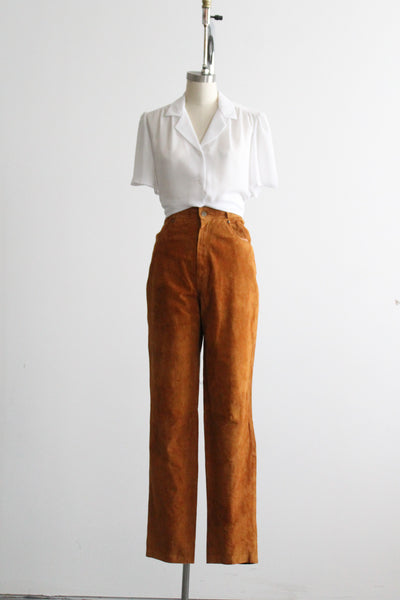 tobacco suede trousers