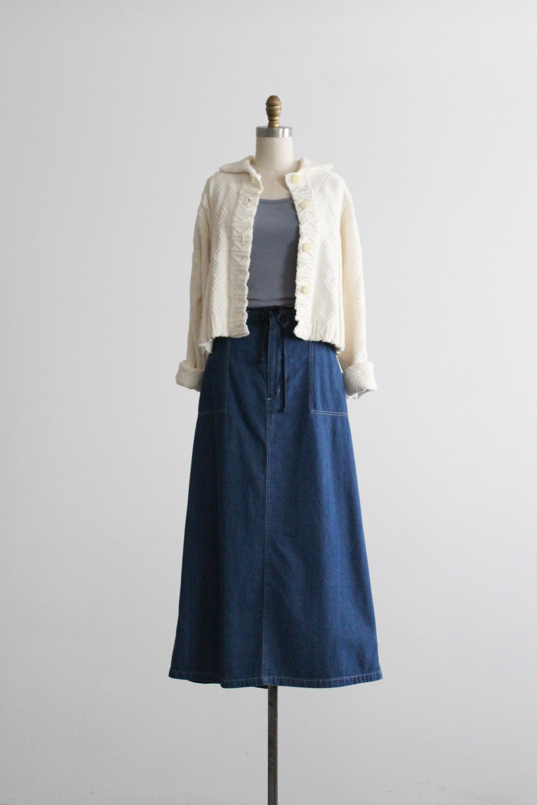 laurel lake denim maxi skirt
