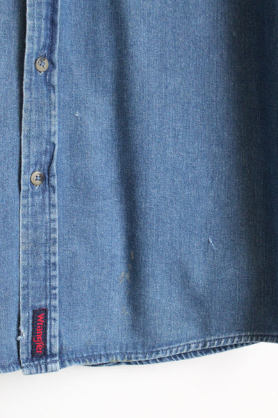 distressed riverbend denim work shirt