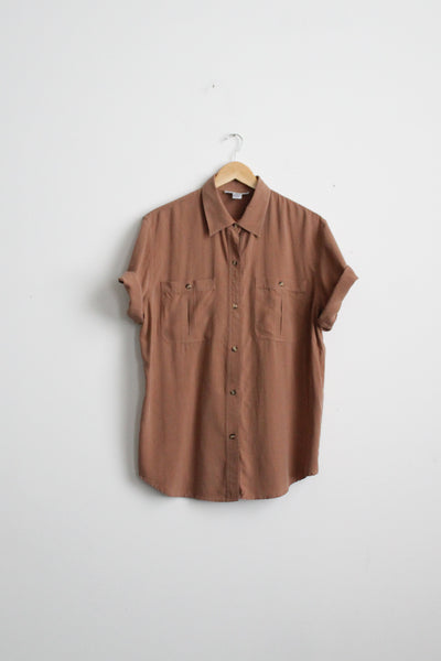 tobacco silk button up