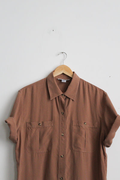 tobacco silk button up