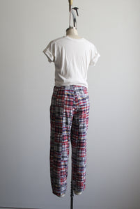 patchwork plaid trousers