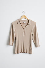 almond silk knit blouse