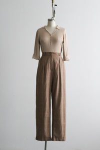 almond silk knit blouse