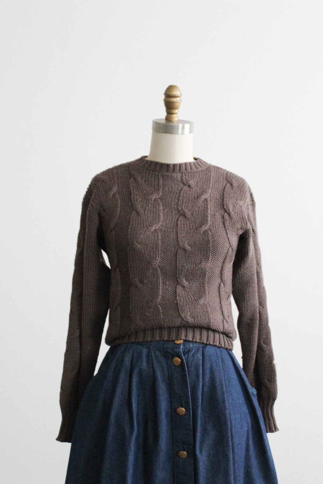 walnutshell wool cable knit pullover