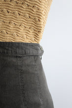 olive gray linen skirt