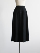 ink black wool midi skirt