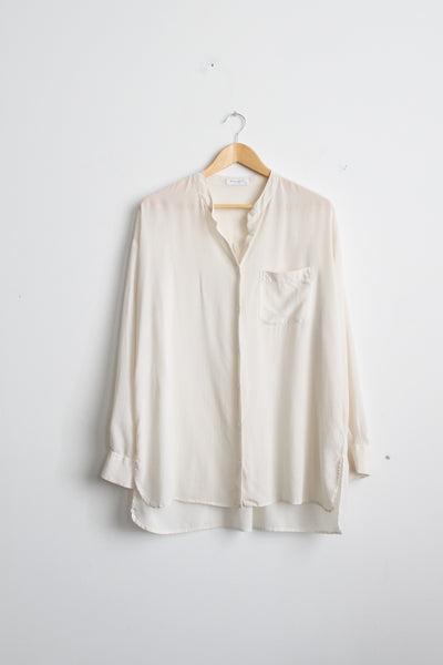 ivory silk button up tunic