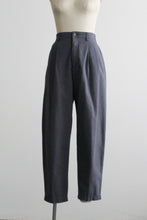 indigo check cotton trousers