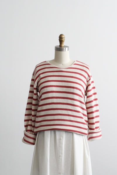 terra cotta stripe cotton sweater