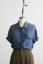 embossed silk button up