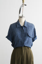 embossed silk button up