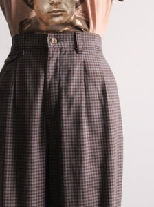 high rise plaid woven trousers
