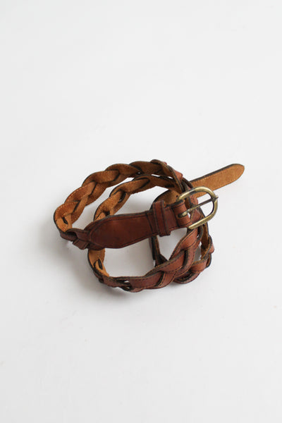 braided honey leather belt