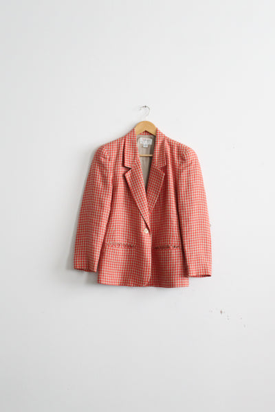linen gingham blazer