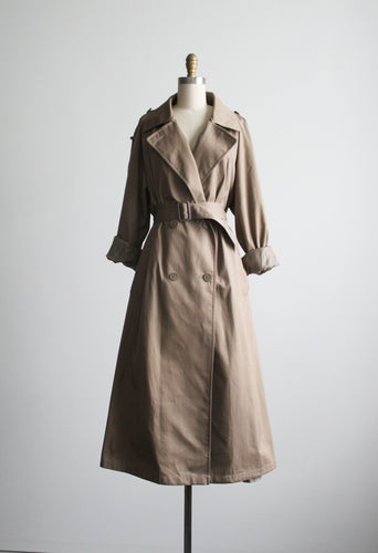 soft taupe trench coat