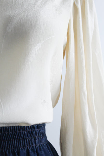 wheat embossed silk blouse