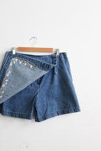 embroidered denim skort