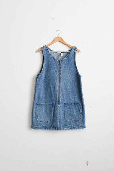 zip front denim jumper