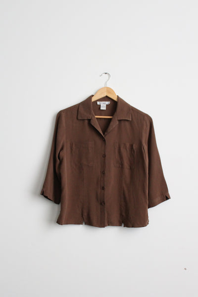walnutshell silk button up