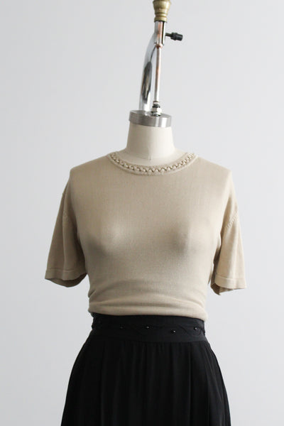 lattice silk knit tee
