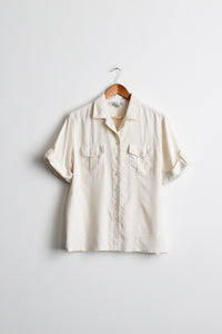 ivory silk button up