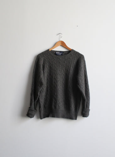 graphite cable knit cashmere sweater