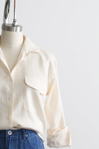 bone linen button up