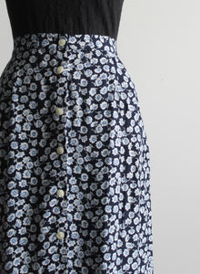 button-front botanical maxi skirt