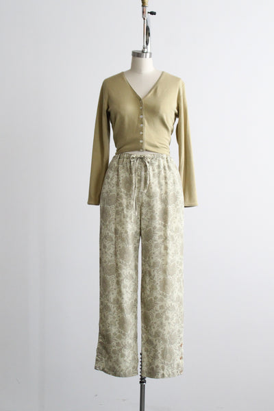 sage paisley trousers