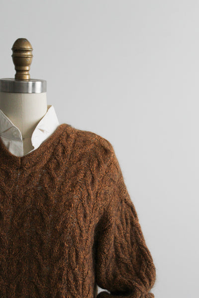 sunglow cable knit mohair pullover