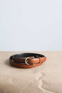 skinny cognac leather belt