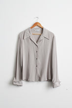 dove gray silk button up
