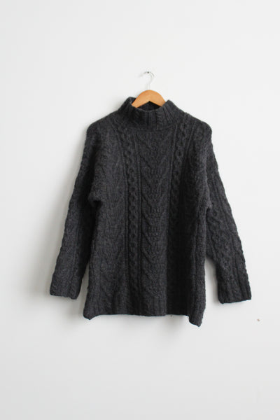 graphite wool fisherman sweater