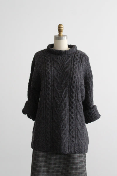 graphite wool fisherman sweater