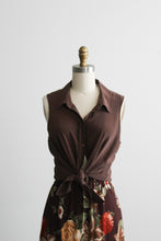 walnutshell sleeveless silk button up