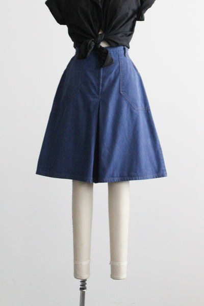 flared denim longline shorts