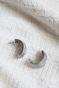silvertone arc earrings