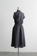 ash black linen day dress