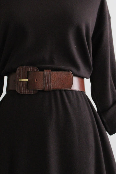 whiskey brown wide leather belt