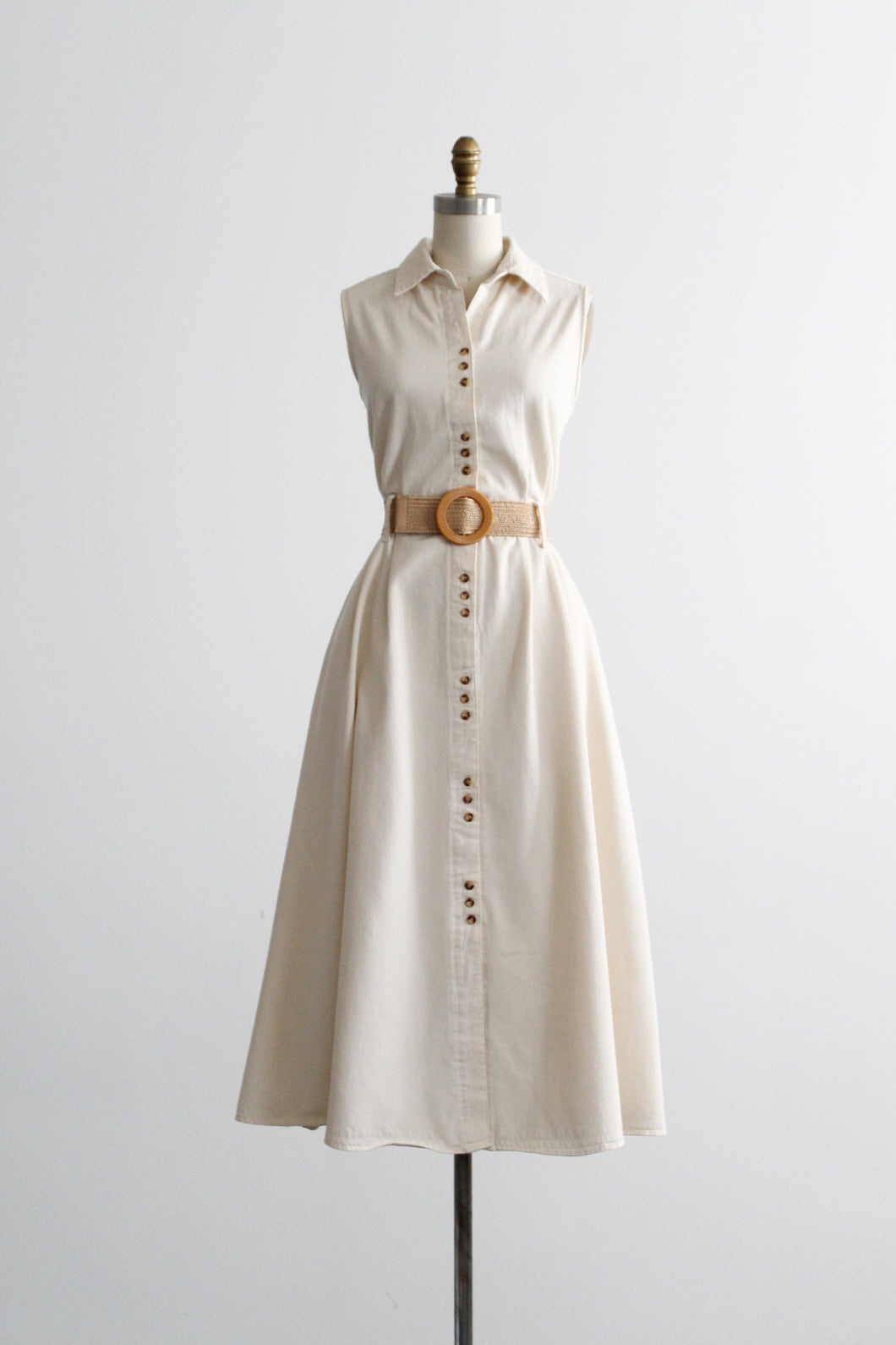 parchment cotton button front dress