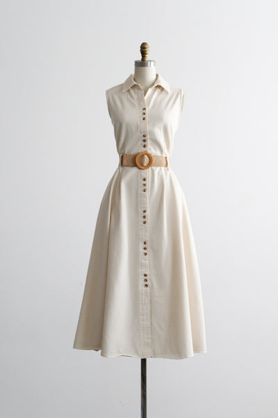 parchment cotton button front dress