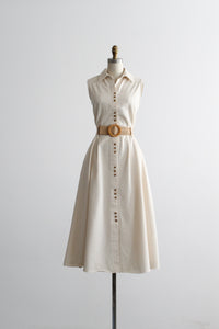 parchment cotton button front dress